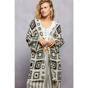 Open Front Crochet Cardigan with Granny Square Pattern